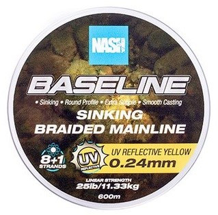 Šnúra Baseline Sinking Braid UV Yellow